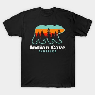 Indian Cave Nebraska Bear Retro Sunset T-Shirt